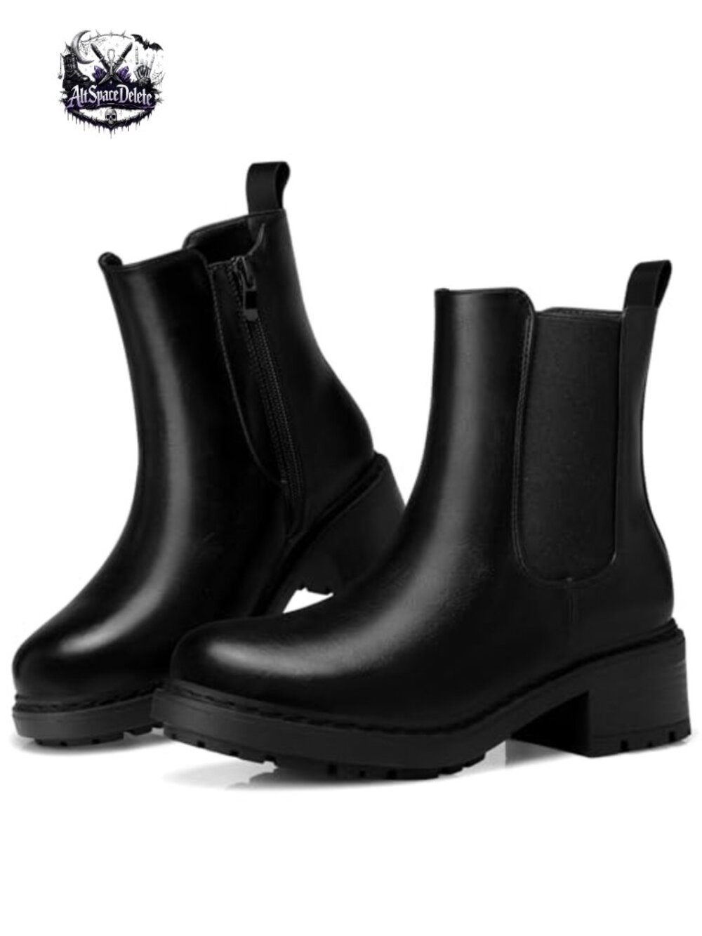 Women's Slip On Chunky Platform Chelsea Ankle Boots Faux Leather